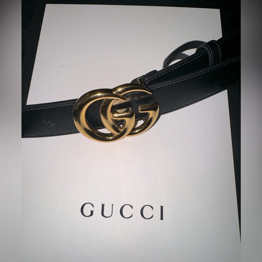 GG MARMONT LEATHER BELT WITH SHINY BUCKLE - AUTHENTIC!!!